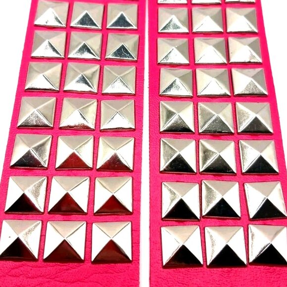 Triple Row Studded Pink Vegan Leather Bracelet Lot Of 2 New - Picture 3 of 9